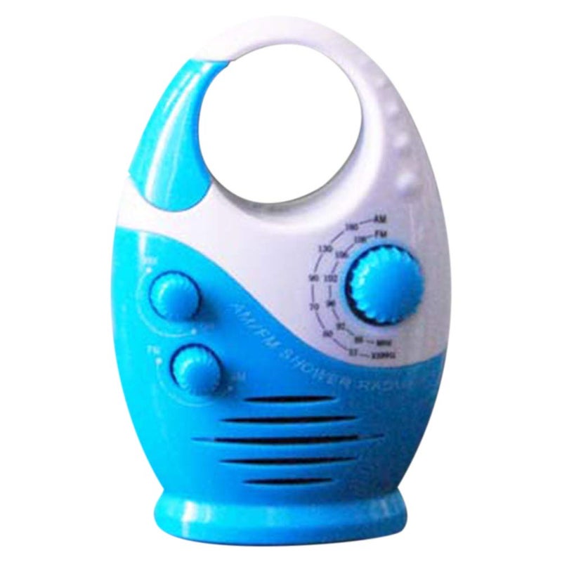 HONUTIGE Waterproof Shower Radio, Splash Proof AM/FM Radio with Top Handle for Bathroom Outdoor Use - Built-in Speaker & Adjustable Volume(Blue and White) - Image 1